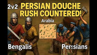 AOE2 DE | 2v2 Arabia – Beating Persian Douche Rush with Quick Defense | Bengalis vs Persians