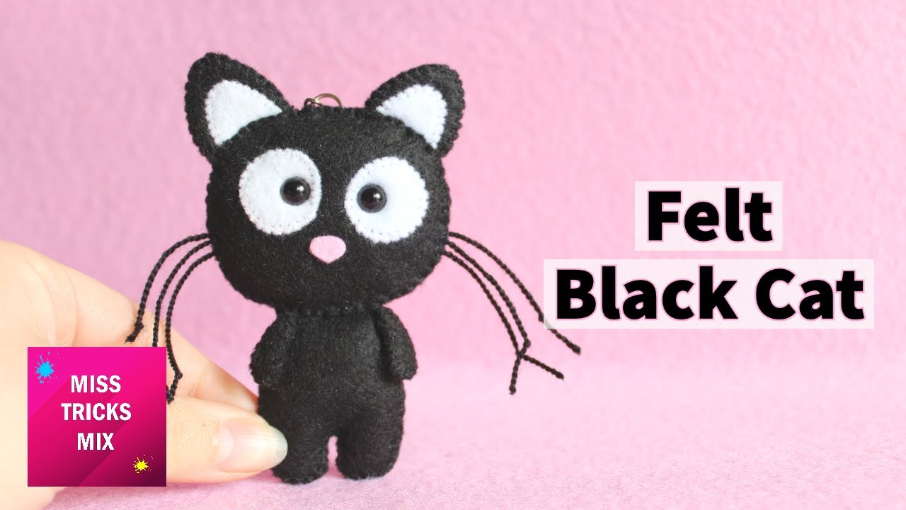 DIY: Cute Black Cat Felt Keychain Plush | Felt Craft | Kawaii Craft.