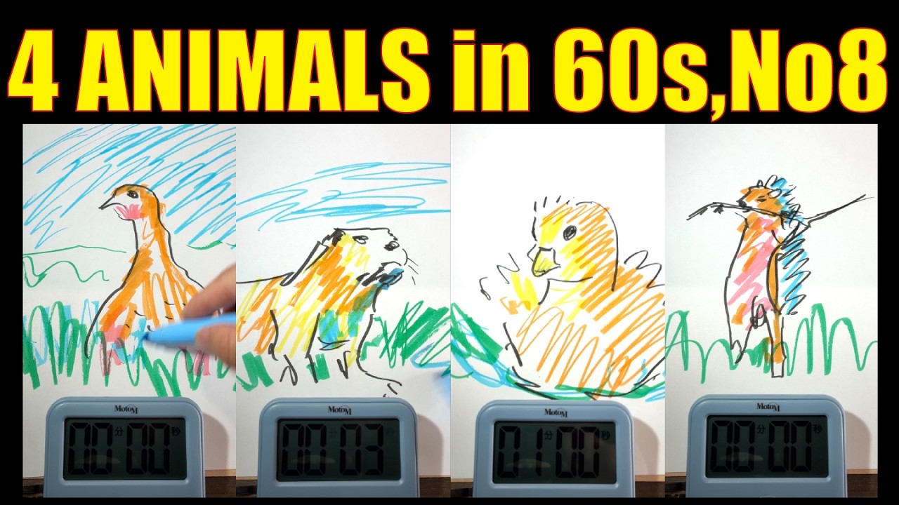 🎧 ASMR Drawing Animals in 60s | Satisfying Marker Sounds (No Talking)8
