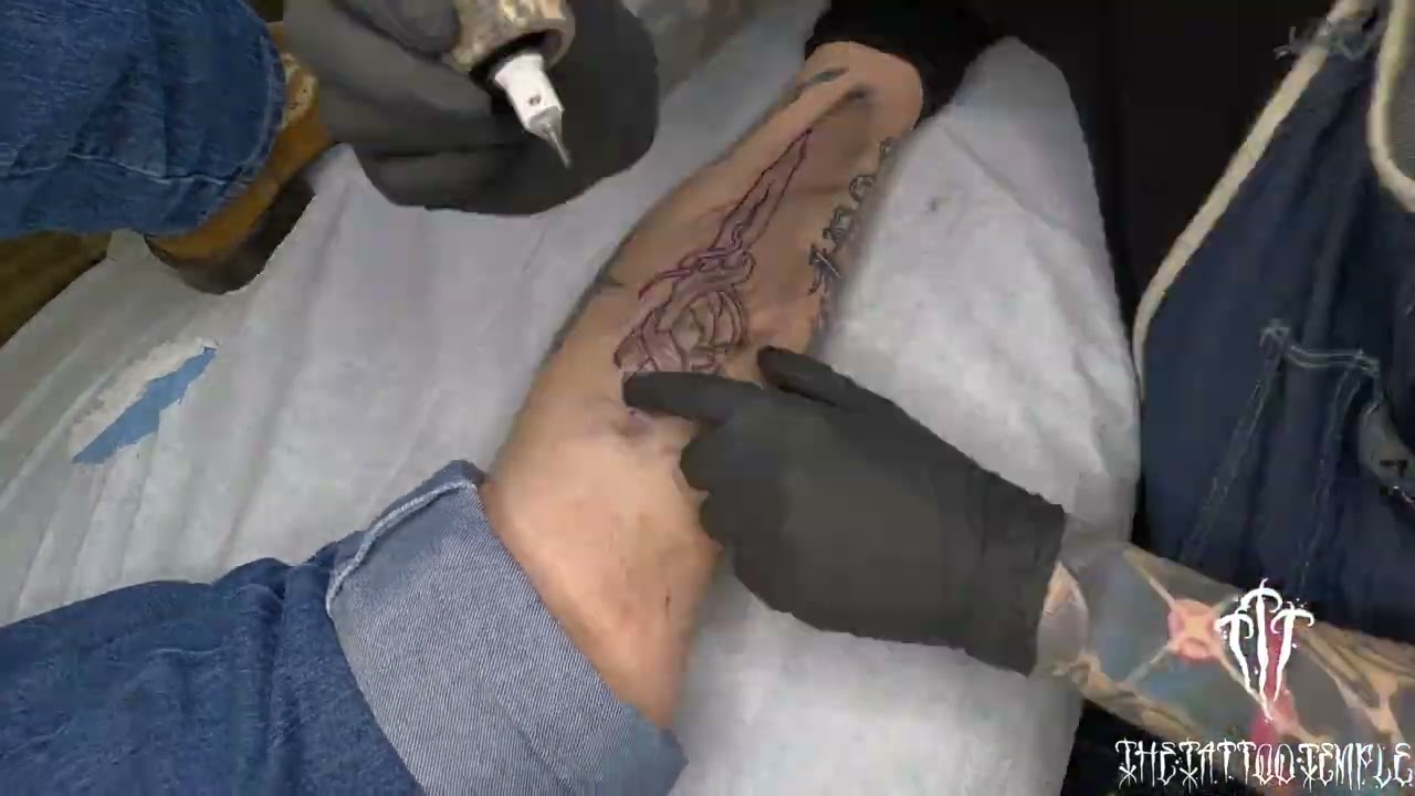 Dark Art Dagger Tattoo by Jayk Crow at The Tattoo Temple: A Masterpiece of Intricate Design