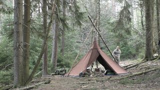 Übernachtung mit "Poshehonka" Zeltofen im Canvas Tipi