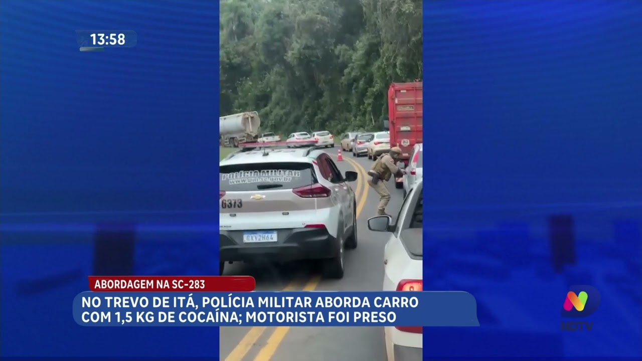 Motorista é preso com 1,5 kg de cocaína no trevo de Itá