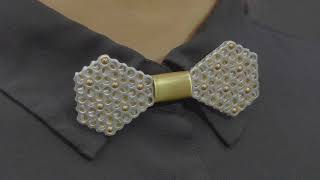 【アルミ製蝶ネクタイ】透かしデザインSilver　蝶ネクタイ　bow tie 金属製蝶ネクタイ　メンズアクセサリー　メンズファッション　シャツ　サスペンダー　コーデ