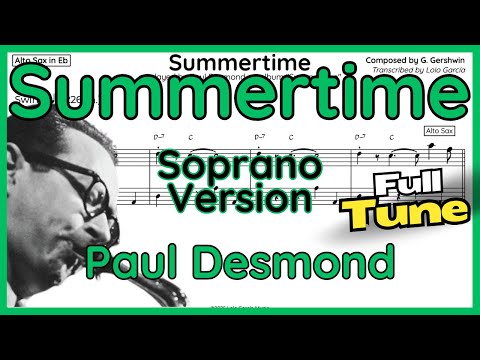 Summertime - Paul Desmond - Soprano Sax Version in Bb (+Backing Track)