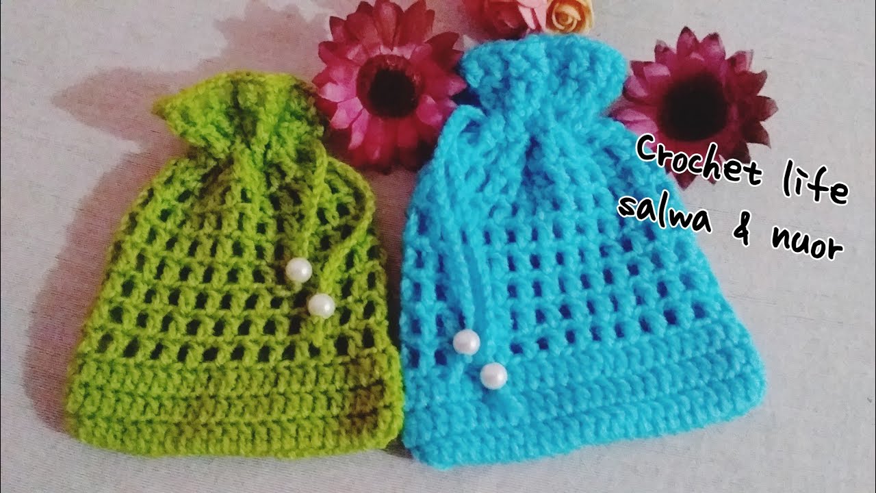 حياكة كيس شبكي كورشيه متعدد الاستخدامات - How to crochet a net pouch