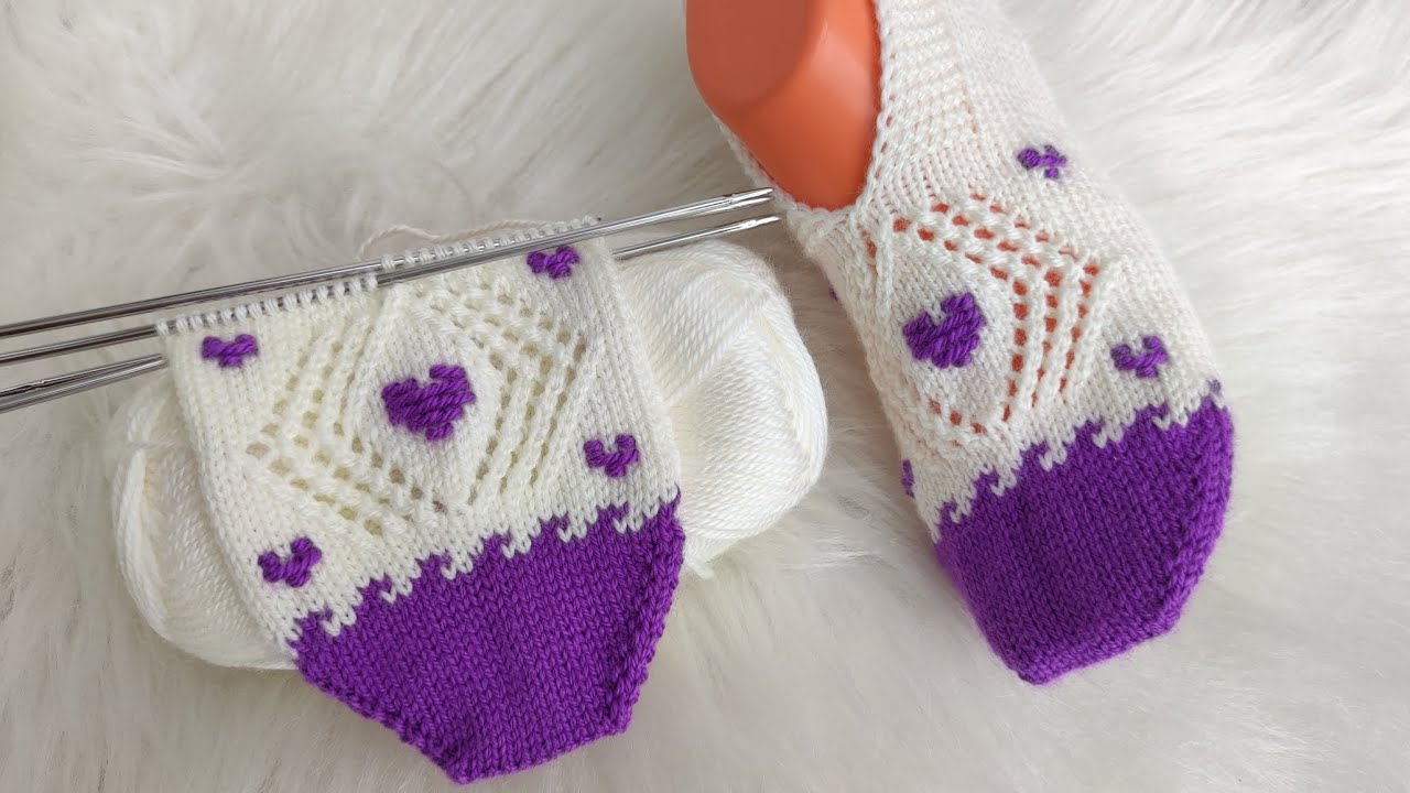 ✅Modeli efsane oldu ajurlu kalpli beşşiş patik yapılışı #very #crochet #handmade #keşfet #ikişiş