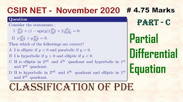 ||CSIR NET|| 26 November 2020|| Partial Differential Equation|| Part-C|| Classification of PDE||