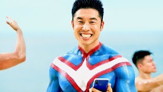 なかやまきんに君が砂浜でヒロアカ・オールマイトになりきり!?／TVCM『僕のヒーローアカデミア×モンスト】「夏だ！私が来た！」』篇