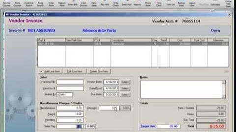 MaxxTraxx Auto Shop Software Video Lessons - Manage Returns and Enter Vendor Credits