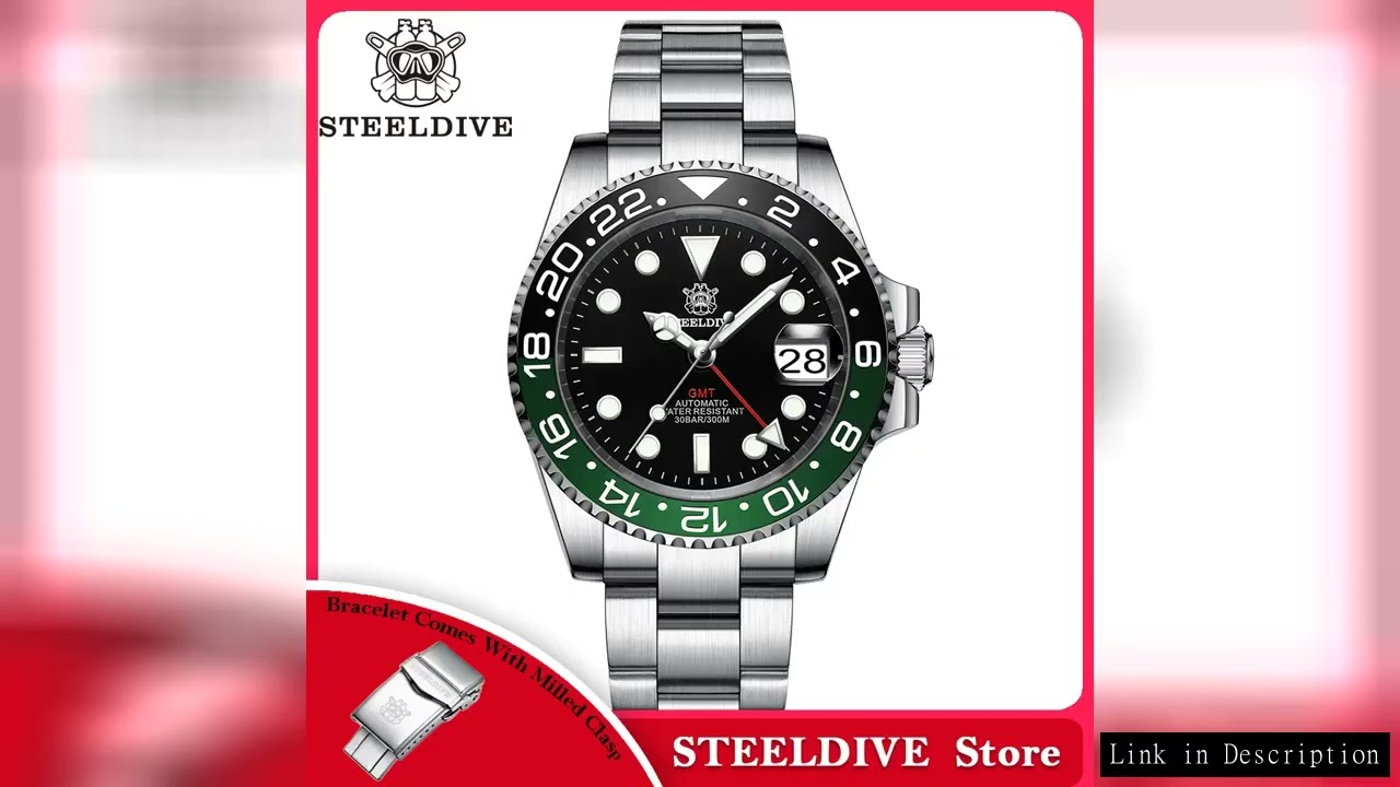 STEELDIVE SD1993 V2 60 Clicks Bezel BFour Hands G M T  41MM Case Sapphire Glass Super Luminous 300M