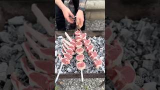 Azerbaijani Kebab 🔥 Only Salt, Real Fire &amp; Incredibly Tender Lamb 🤤🍢  #cooking