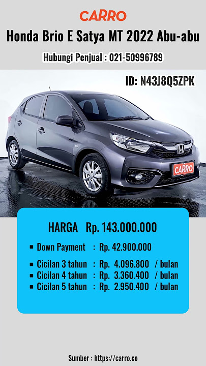Honda Brio E Satya MT 2022 Abu abu - Harga Mobil Bekas Brio Satya 2022