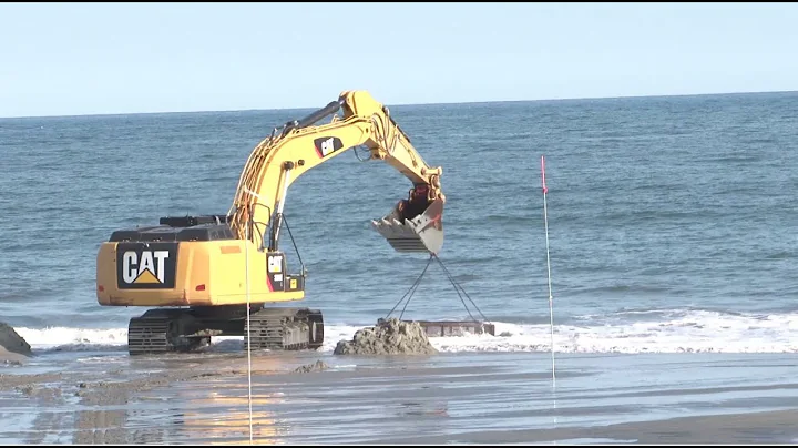 Cat 336 E Excavator and Cat D7E Bulldozer are working on Beach nourishment project project