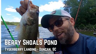 Berry Shoals Pond - Kayak Fishing for Bass - Tygerberry Landing - Duncan, SC