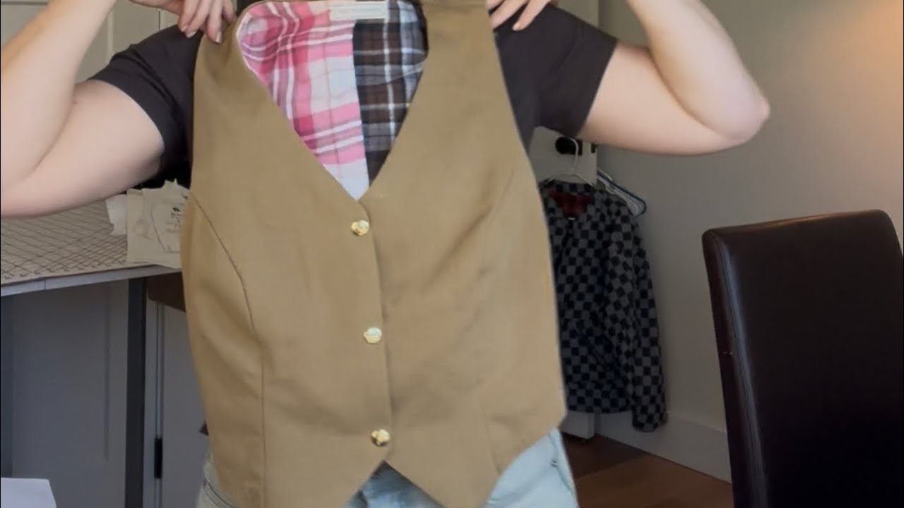 Upcycle with Me: Upcycling Thrifted Men’s Pants Into Workwear Inspired Vest