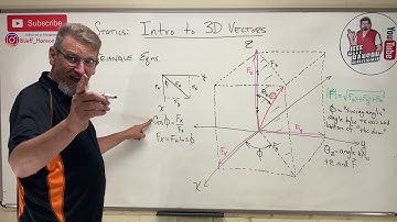 Statics: Lesson 8 - Intro to 3D Vectors, Deriving Blue Triangle Equations (Spherical Coordinates)