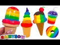 Play doh toy kitchen  learn  create rainbow ice creams   preschool learning