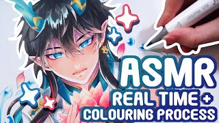 Drawing ASMR| Alcohol Marker Illustration Making | Real Time + No Talking