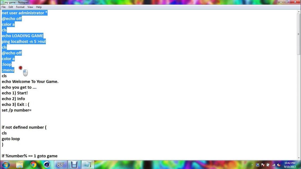 How to make a game using notepad - YouTube