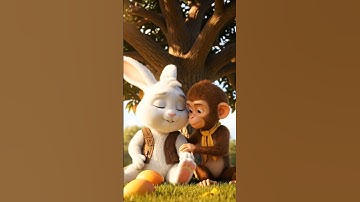“Cute Rabbit & Funny Monkey Share Mangoes | Heartwarming Animal Short 🥭🐒” #animals #monkey  #rabbit