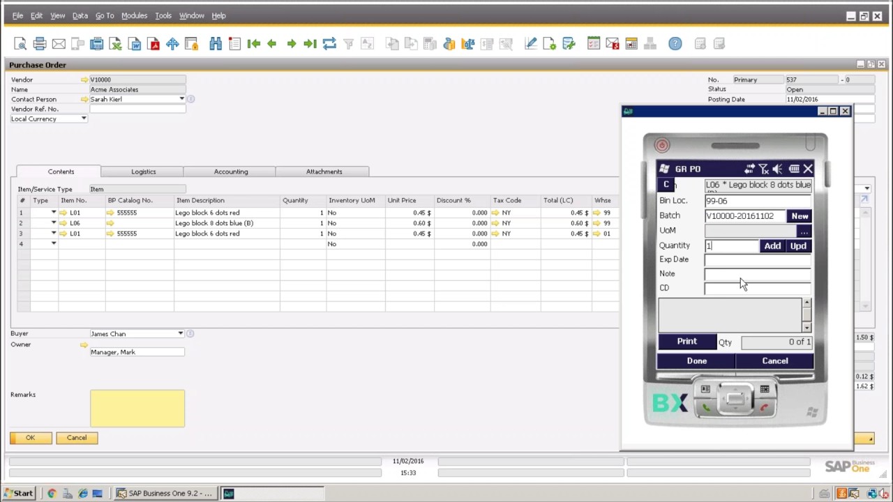 WEBINAR: BX Mobile Warehouse for SAP Business One: Demonstration: Goods Receipt PO