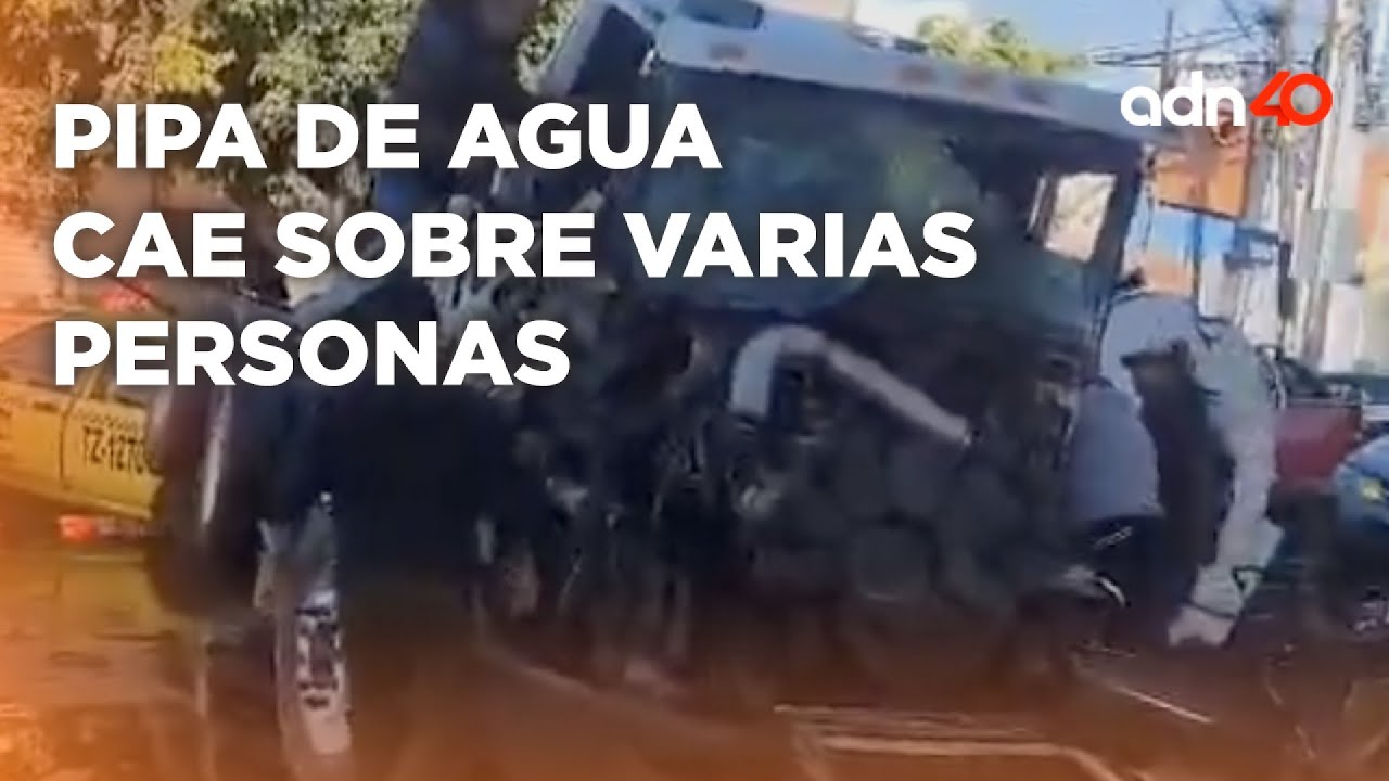🚨¡Última Hora! Pipa de agua se cae de puente vehicular sobre varias ...
