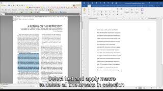 Free Microsoft Word Macros: delete unwanted line breaks, highlight quotations, highlight punctuation