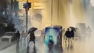 Mastering Rain in Watercolor: The 3-Step System Used by Professional .
