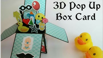 DIY/ 3D Pop Up Box Card Tutorial💞/ Baby Boy Theme Explosion Box👦/ Surprise Box for Scrapbook🎁