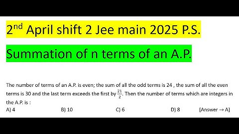 The number of terms of an A.P. is even; the sum of all the odd terms is 24 , the sum of all the even