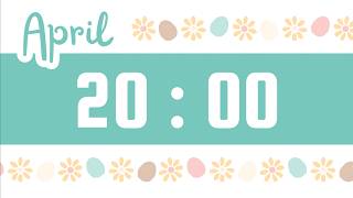 20 Minute Timer | With Alarm Bell & No Music | April | Easter Eggs & Daisies 🥚🌼