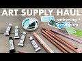 GREENS + PINKS! 🌸🍃 Relaxing, chatty art supply haul unboxing + swatching (minimal music / no music)