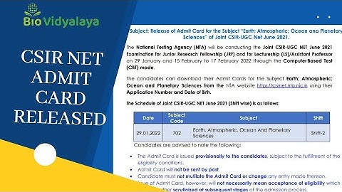 CSIR UGC NET June 2021 Admit Card Released!