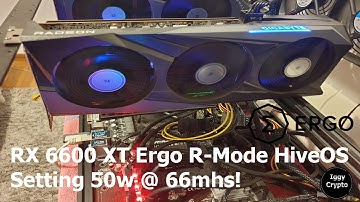RX 6600 XT Ergo R-Mode HiveOS Setting 50w @ 66mhs!