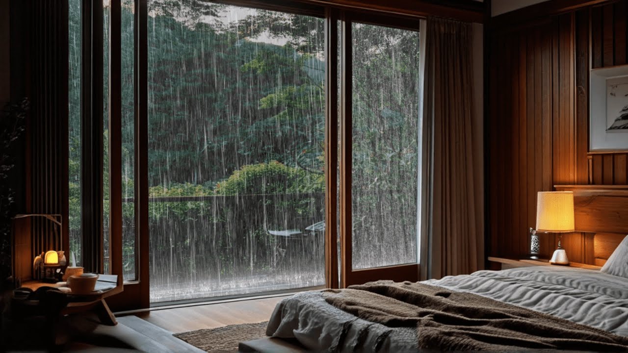 Cozy Bedroom at Night with Cool Rain | Best Ambience for Studying ...