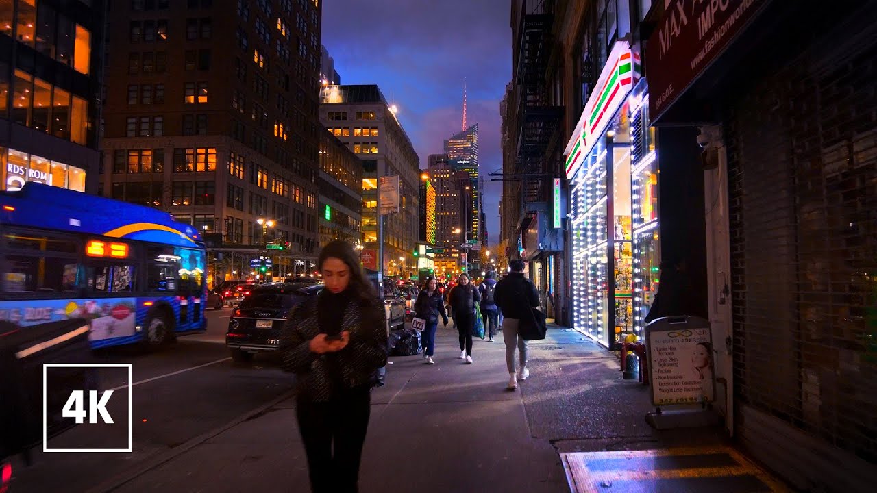 New York, Amerika Serikat | Avenue Magical in Sixth | Jelajah Kota Malam 4K