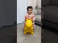 I thought he wouldn't play with it, but as soon as he sat on it, it started rocking! It looked
