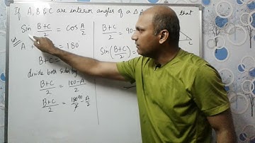 If A, B and C are interior angles of a triangle. Show that sin(B+C)/2 = cos A/2