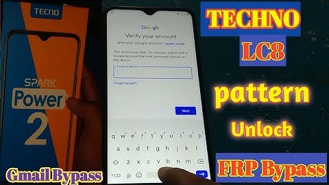 Frp bypass tecno spark power 2 | techno lc8 frp bypass tecno Ic8 pattern unlock Remove frp lock
