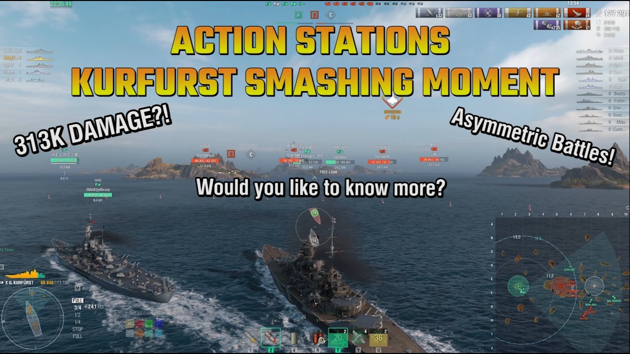Kurfurst Smashing Moment | 313k Damage Asymmetric mode | World of Warships