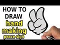 How to draw hand making peace sign  drawing step by step for beginners  how to draw easy things