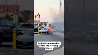 C8 Corvette Z06 catches fire in parking lot after recall warning #corvette #z06 #recall 😬 @HorsePowerObsessed