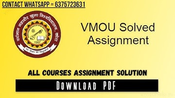 vmou solved assignment pdf download 2021_22 | vmou all courses Assignment Solution PDF Download