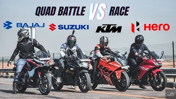 Hero Karizma XMR Vs Bajaj Pulsar Rs200 Bs3 Vs Ktm RC200 Vs Suzuki Gixxer 250sf | Quad Battle
