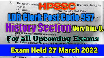 Hpssc LDR Post Code 957 History Sec. II Most imp. Q. II Answer key