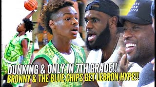 LeBron James \& D-Wade Watch Bronny GET SHIFTY \& CRAZY Dunking 7th Grader!! SHAREEF WAS THERE TOO!