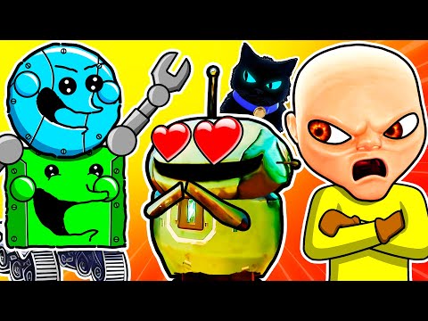 BABY IN YELLOW BLACK CAT pero SOMOS ROBOTS 🤖 | Cuadradito y Circulito