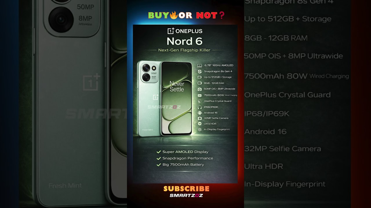 OnePlus Nord 6 🔥 165Hz AMOLED + 80W Charging ⚡ Snapdragon 8s Gen 4 Beast