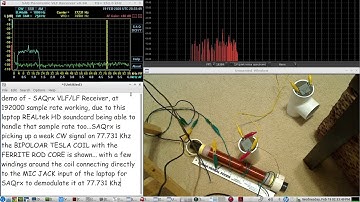 SAQrx VLF-LF SDR receiving a weak CW signal on 77.731 Khz using a 192K Sound Card