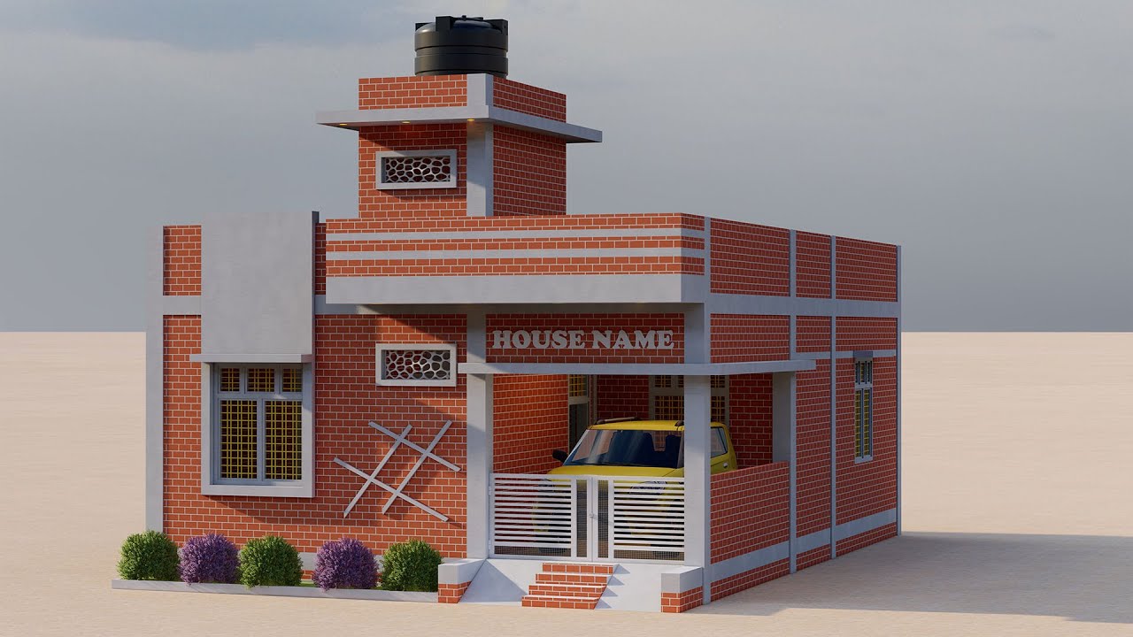 3 Bedroom Car Parking House Plan,25x35 3D Village House Plan,Best House Design